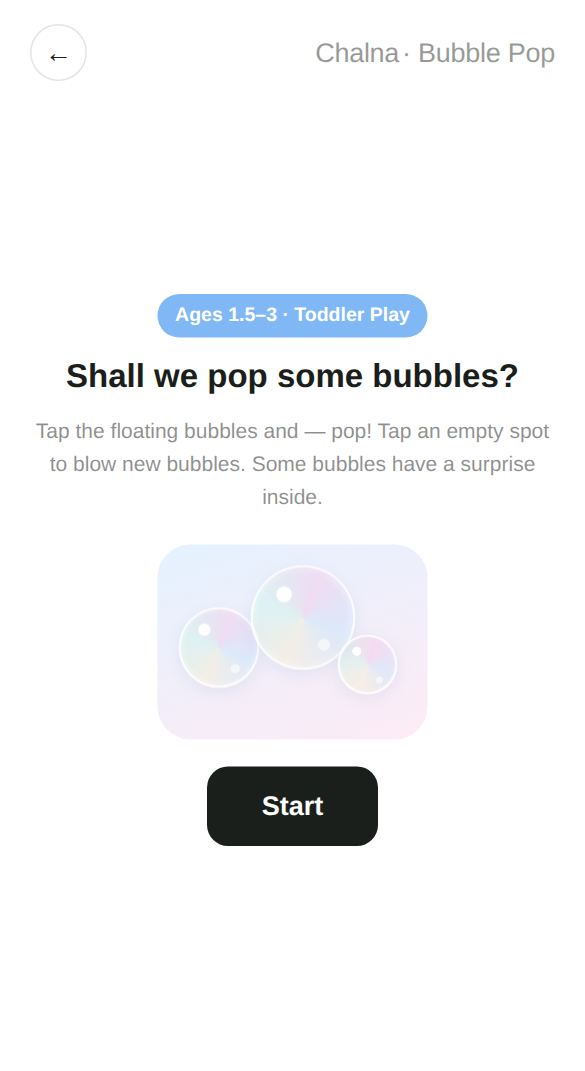 Bubble Pop start screen
