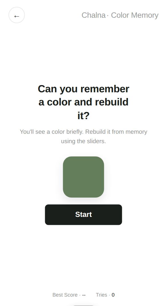 Color Memory start screen