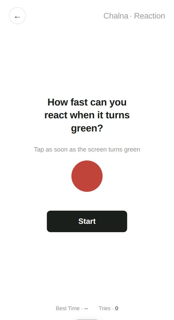 Reaction start screen