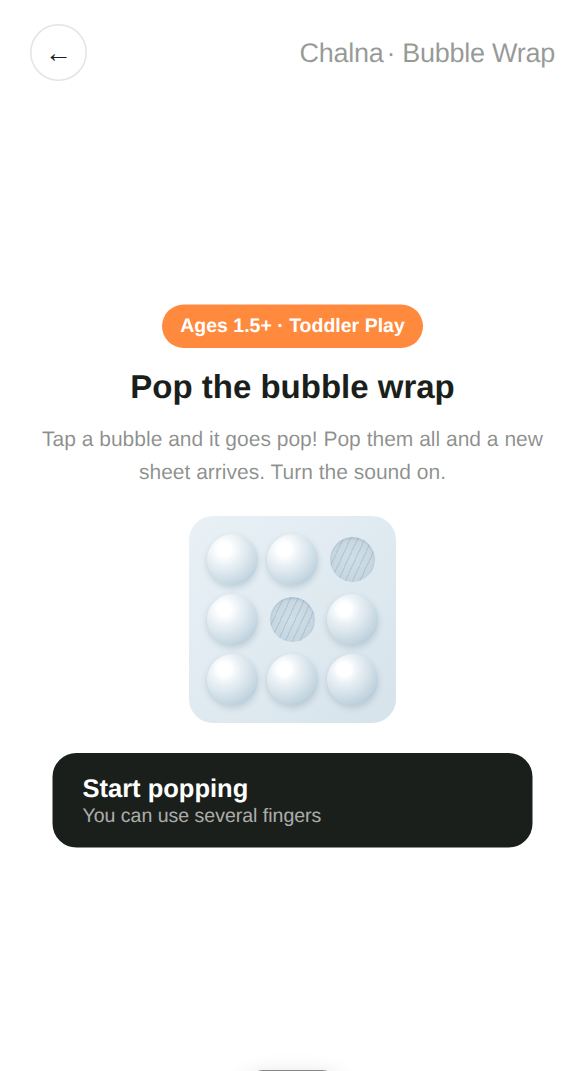 Bubble Wrap start screen