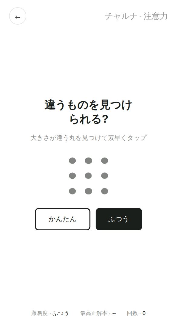 注意力のスタート画面