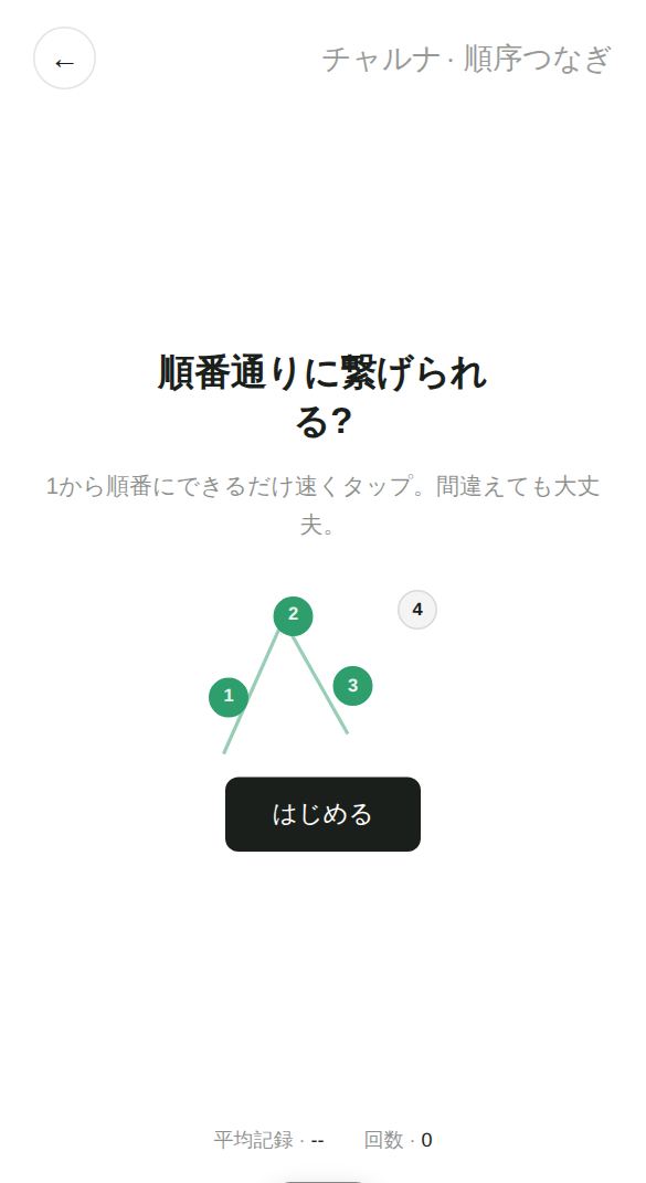 順序つなぎのスタート画面